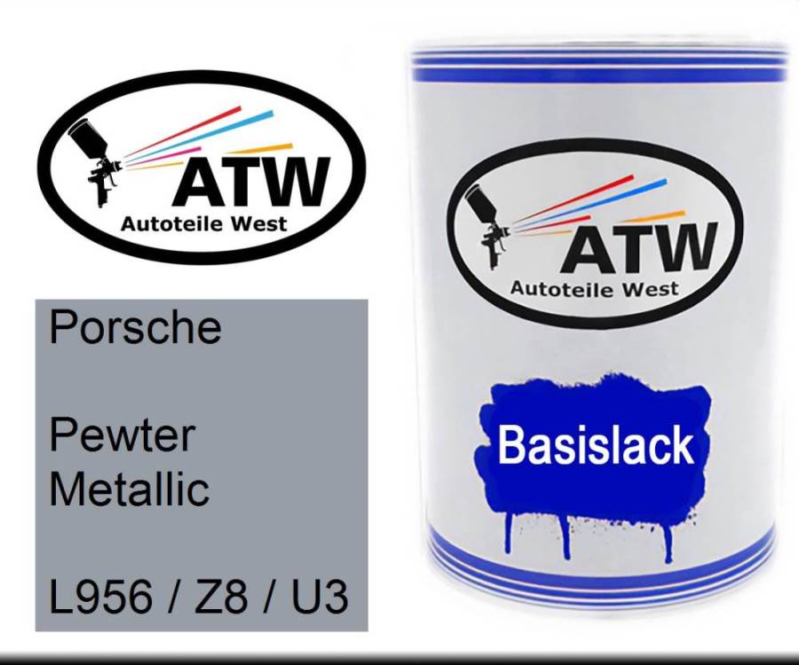 Porsche, Pewter Metallic, L956 / Z8 / U3: 500ml Lackdose, von ATW Autoteile West.